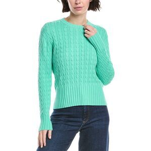 Wispr Womens  Carly Cable Silk-Blend Sweater, Green